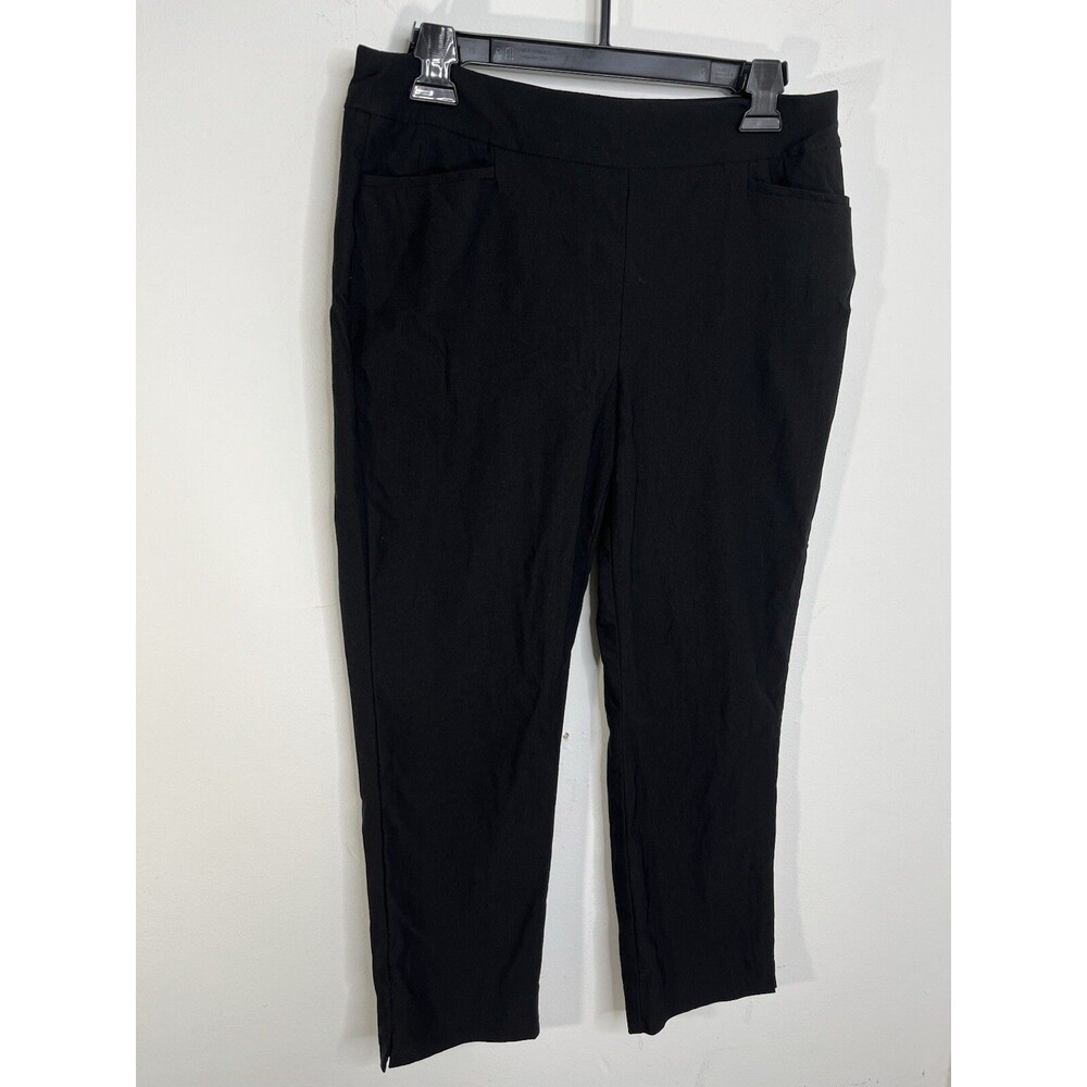CHICO'S Pants Women's 0.5 Small 6 Black Crop Tulip Hem Straight